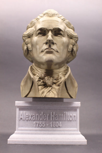Alexander Hamilton USA Founding Father Sculpture Bust on Box Plinth