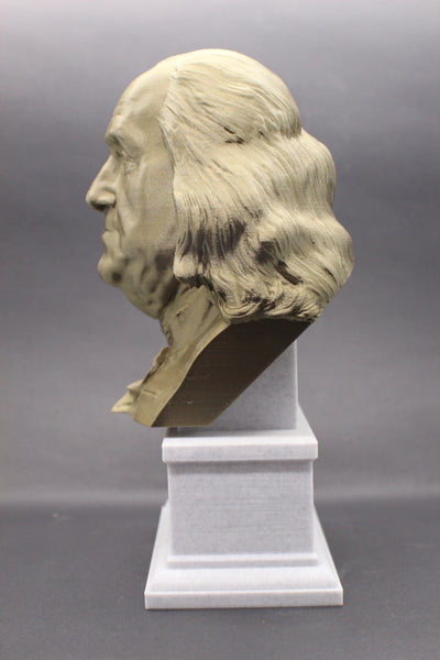 Benjamin Franklin USA Founding Father Sculpture Bust on Box Plinth