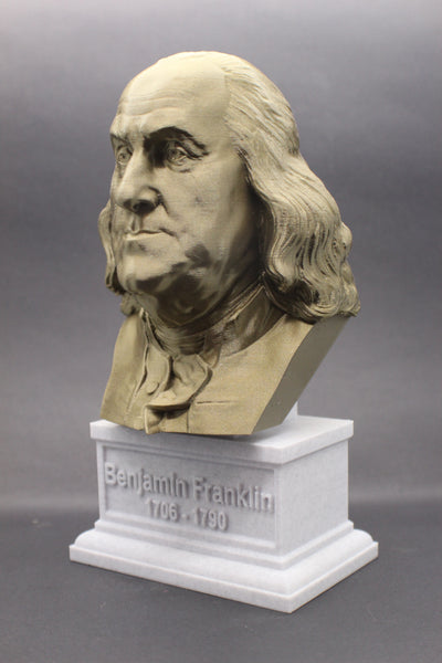 Benjamin Franklin USA Founding Father Sculpture Bust on Box Plinth