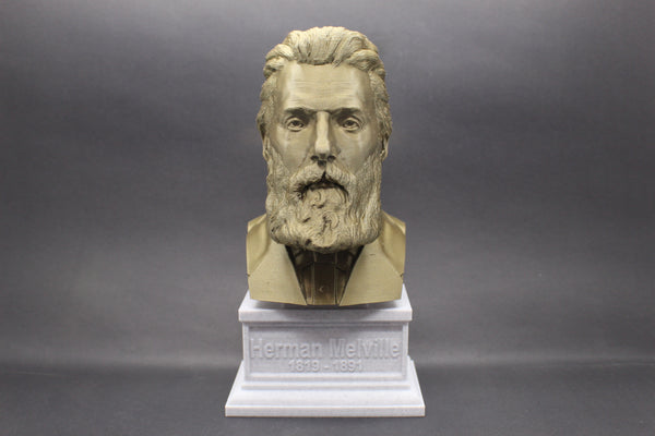 Herman Melville, Famous American Writer and Poet, Sculpture Bust on Box Plinth