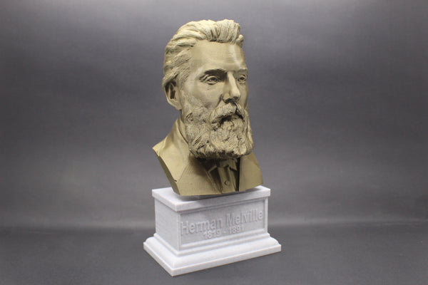 Herman Melville, Famous American Writer and Poet, Sculpture Bust on Box Plinth