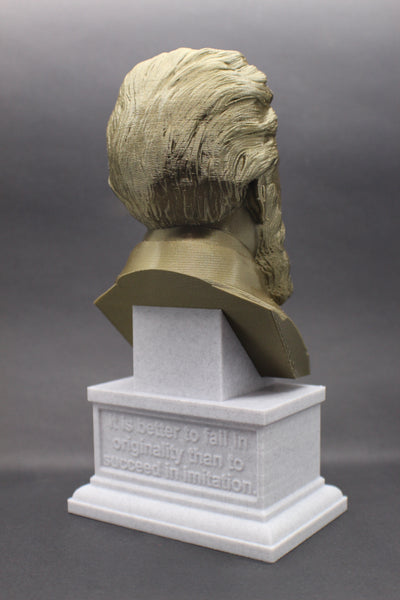 Herman Melville, Famous American Writer and Poet, Sculpture Bust on Box Plinth