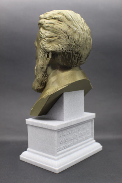 Herman Melville, Famous American Writer and Poet, Sculpture Bust on Box Plinth