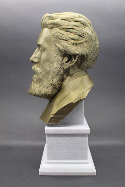 Herman Melville, Famous American Writer and Poet, Sculpture Bust on Box Plinth