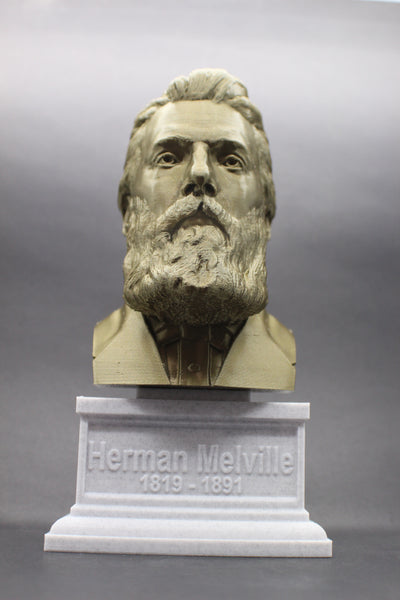 Herman Melville, Famous American Writer and Poet, Sculpture Bust on Box Plinth