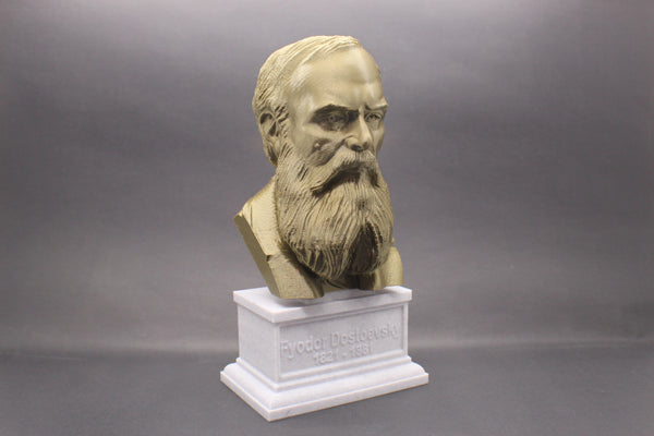Fyodor Dostoevsky, Famous Russion Writer and Philosopher, Sculpture Bust on Box Plinth