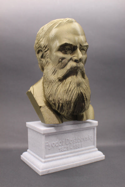 Fyodor Dostoevsky, Famous Russion Writer and Philosopher, Sculpture Bust on Box Plinth
