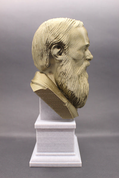 Fyodor Dostoevsky, Famous Russion Writer and Philosopher, Sculpture Bust on Box Plinth