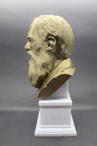 Fyodor Dostoevsky, Famous Russion Writer and Philosopher, Sculpture Bust on Box Plinth