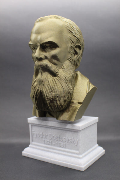 Fyodor Dostoevsky, Famous Russion Writer and Philosopher, Sculpture Bust on Box Plinth