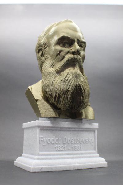 Fyodor Dostoevsky, Famous Russion Writer and Philosopher, Sculpture Bust on Box Plinth