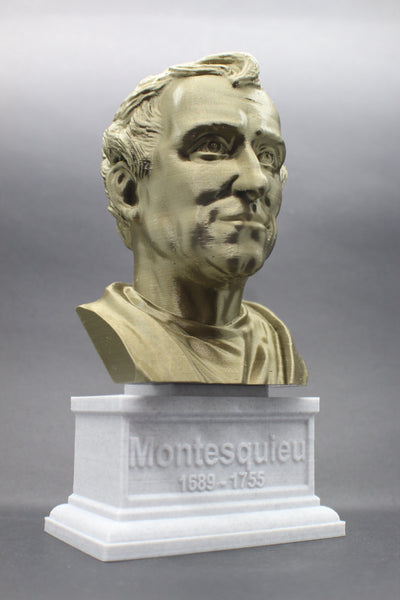 Baron de Montesquieu Enlightenment Philosopher Sculpture Bust on Box Plinth