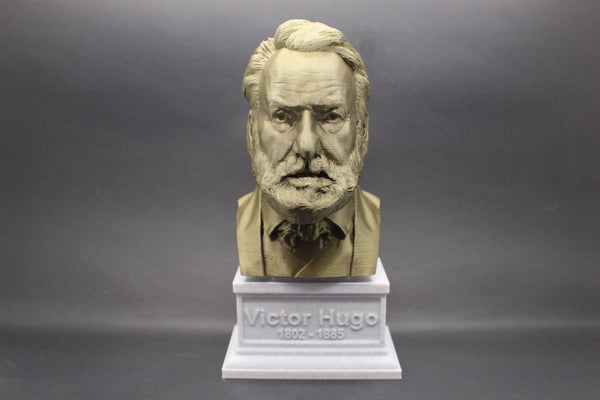 Victor Hugo, Famous French Novelist, Sculpture Bust on Box Plinth