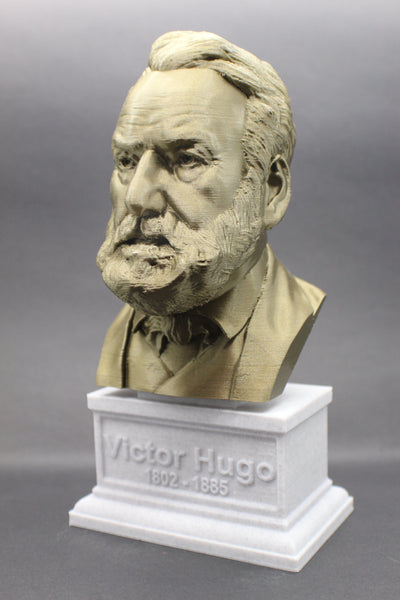 Victor Hugo, Famous French Novelist, Sculpture Bust on Box Plinth