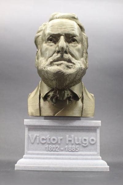 Victor Hugo, Famous French Novelist, Sculpture Bust on Box Plinth