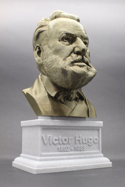 Victor Hugo, Famous French Novelist, Sculpture Bust on Box Plinth