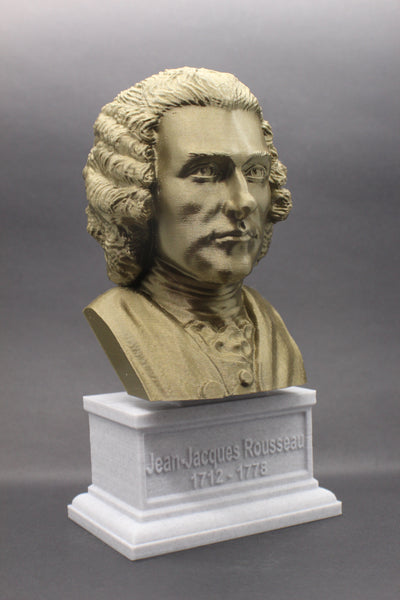 Jean-Jacques Rousseau Enlightenment Philosopher Sculpture Bust on Box Plinth