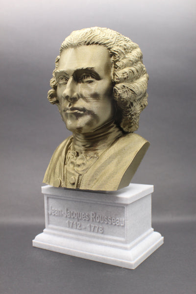 Jean-Jacques Rousseau Enlightenment Philosopher Sculpture Bust on Box Plinth