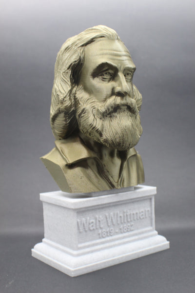 Walt Whitman, American Poet, Sculpture Bust on Box Plinth