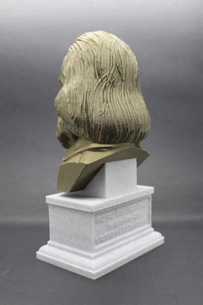 Walt Whitman, American Poet, Sculpture Bust on Box Plinth