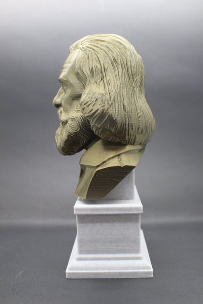 Walt Whitman, American Poet, Sculpture Bust on Box Plinth