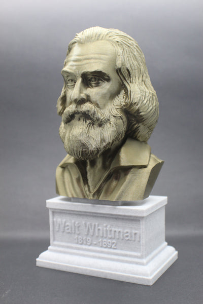 Walt Whitman, American Poet, Sculpture Bust on Box Plinth