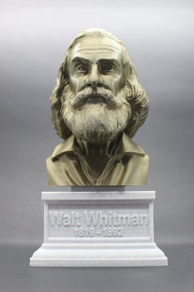 Walt Whitman, American Poet, Sculpture Bust on Box Plinth