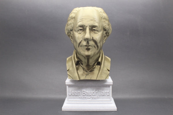 Jean Baudrillard French Sociologist and Philosopher Sculpture Bust on Box Plinth