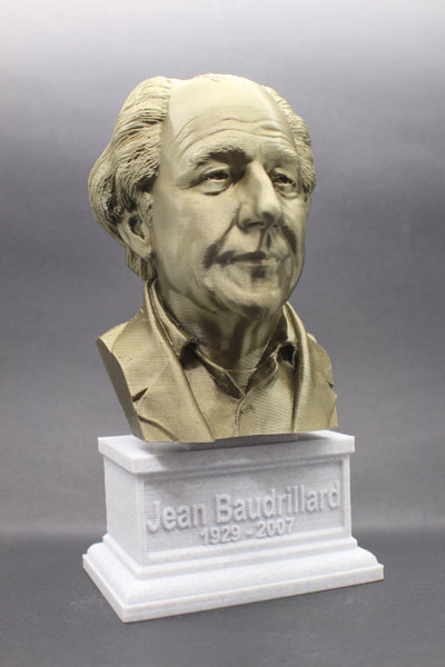 Jean Baudrillard French Sociologist and Philosopher Sculpture Bust on Box Plinth