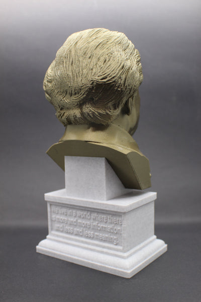 Jean Baudrillard French Sociologist and Philosopher Sculpture Bust on Box Plinth