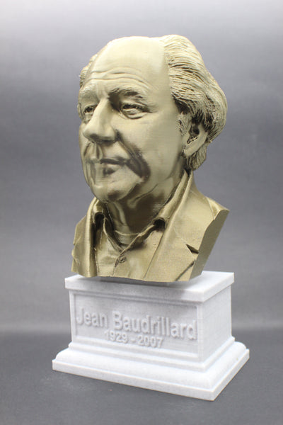 Jean Baudrillard French Sociologist and Philosopher Sculpture Bust on Box Plinth