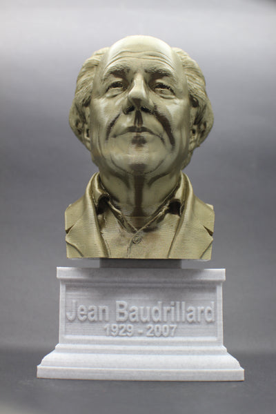Jean Baudrillard French Sociologist and Philosopher Sculpture Bust on Box Plinth