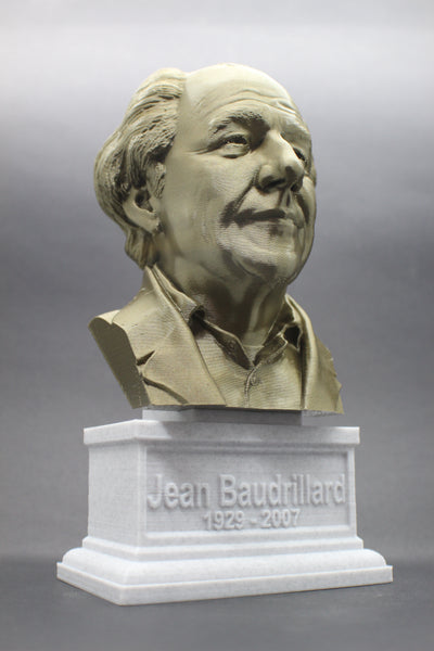 Jean Baudrillard French Sociologist and Philosopher Sculpture Bust on Box Plinth