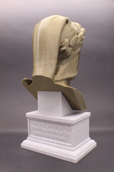 Dante Alighieri Italian Poet, Writer, and Philosopher Sculpture Bust on Box Plinth