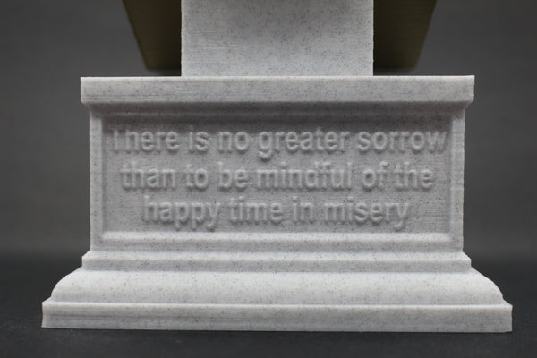 Dante Alighieri Italian Poet, Writer, and Philosopher Sculpture Bust on Box Plinth