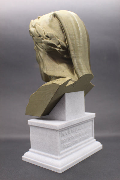Dante Alighieri Italian Poet, Writer, and Philosopher Sculpture Bust on Box Plinth