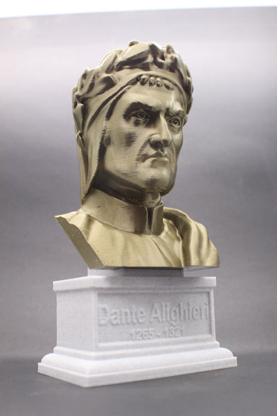 Dante Alighieri Italian Poet, Writer, and Philosopher Sculpture Bust on Box Plinth