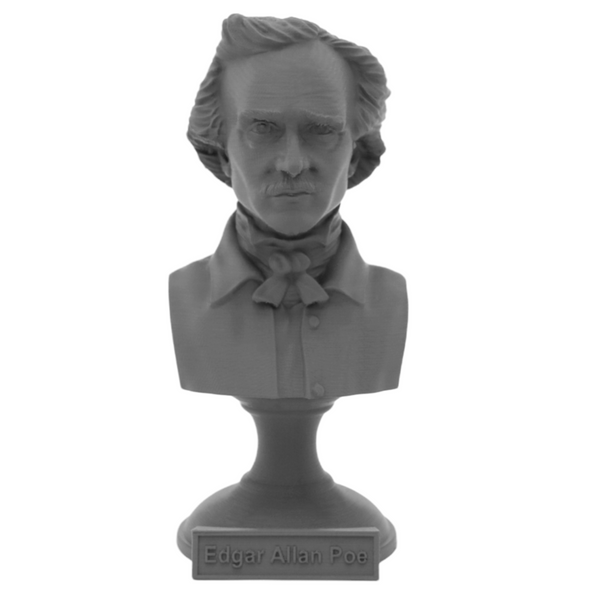Edgar Allan Poe American Writer Sculpture Bust on Pedestal