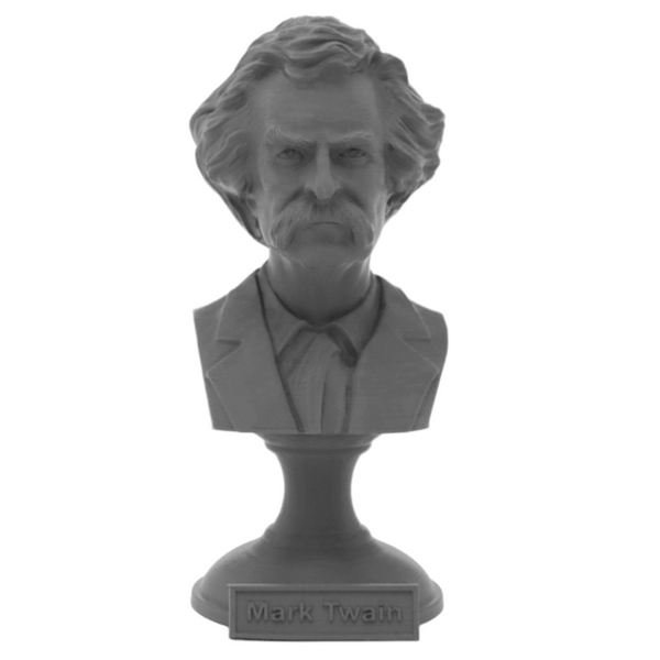 Mark Twain (Samuel Clemens) American Writer Sculpture Bust on Pedestal
