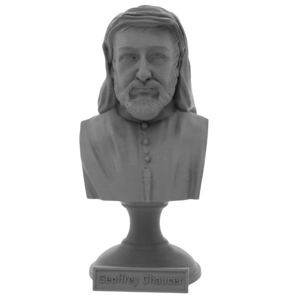 Geoffrey Chaucer English Poet Sculpture Bust on Pedestal