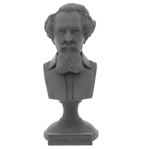 Charles Dickens English Writer Sculpture Bust on Pedestal