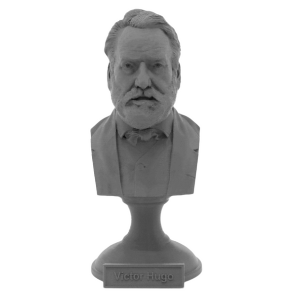 Victor Hugo Famous French Novelist Sculpture Bust on Pedestal