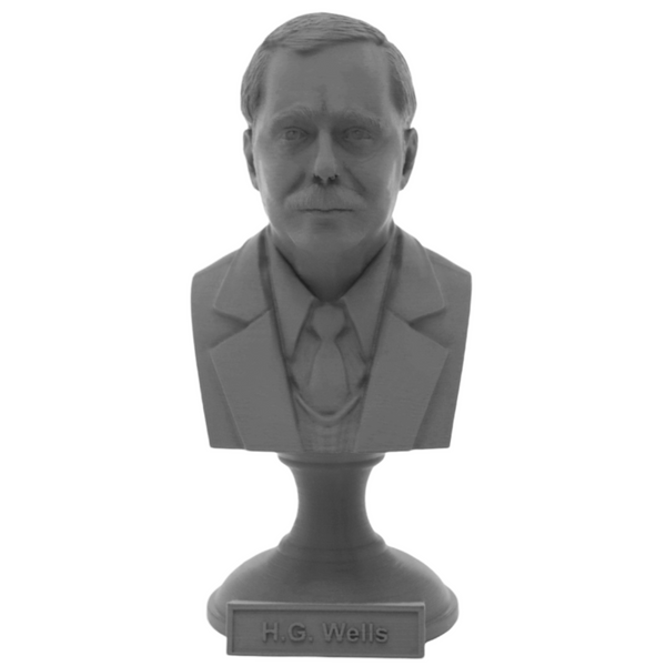 HG Wells English Writer Sculpture Bust on Pedestal