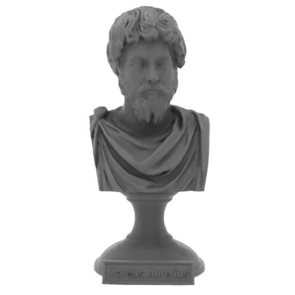 Marcus Aurelius Roman Emperor and Philosopher Sculpture Bust on Pedestal