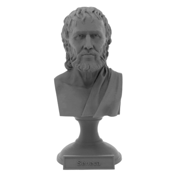 Seneca the Younger Greek Stoic Philosopher Sculpture Bust on Pedestal