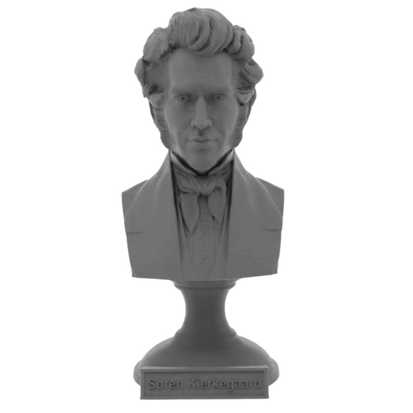 Soren Kierkegaard Danish Existentialist Philosopher Sculpture Bust on Pedestal