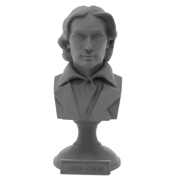 John Keats English Romantic Poet Sculpture Bust on Pedestal