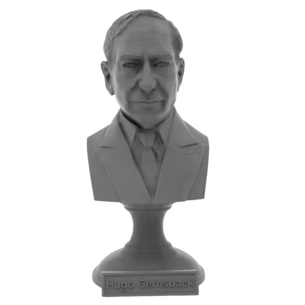 Hugo Gernsback American Writer Sculpture Bust on Pedestal