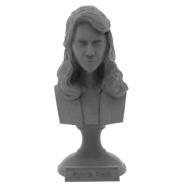Sylvia Plath American Poet Sculpture Bust on Pedestal