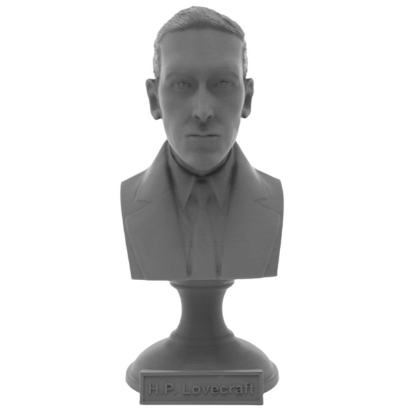 HP Lovecraft American Writer Sculpture Bust on Pedestal